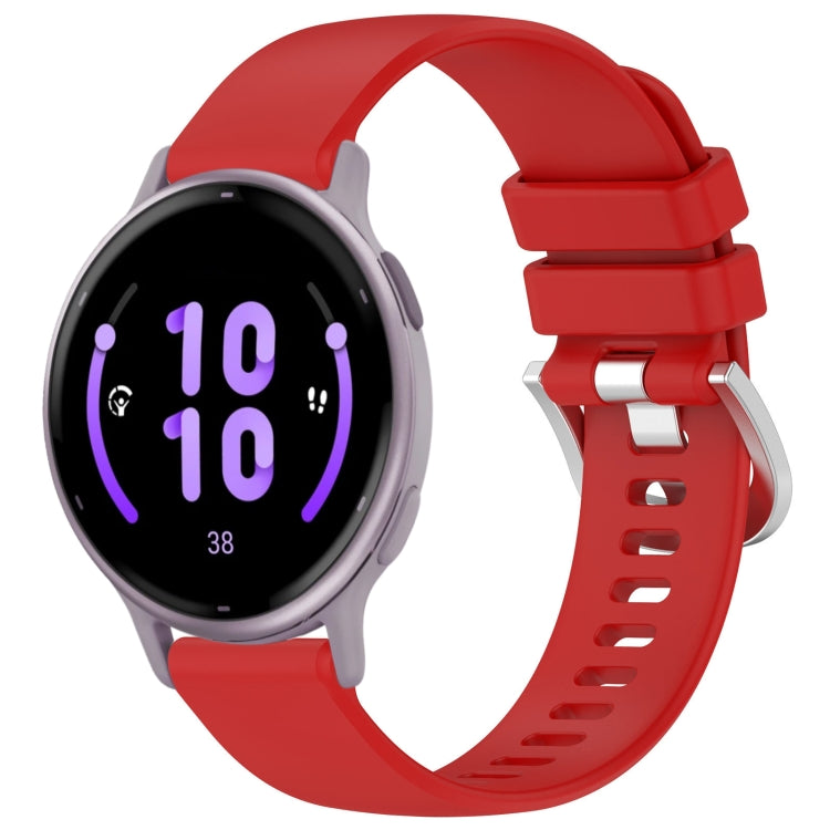 For Garmin Vivoactive 5 Liquid Glossy Silver Buckle Silicone Watch Band(Red) by bashfashion
