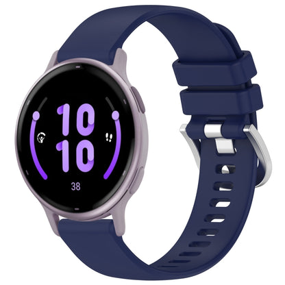 For Garmin Vivoactive 5 Liquid Glossy Silver Buckle Silicone Watch Band(Dark Blue) by bashfashion