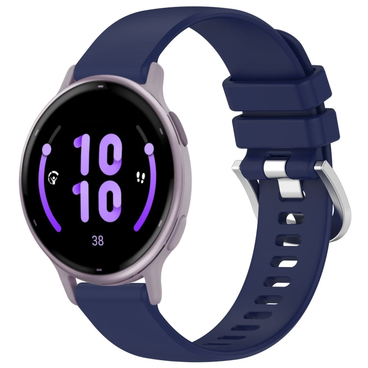 For Garmin Active5 Liquid Glossy Silver Buckle Silicone Watch Band(Dark Blue) by bashfashion