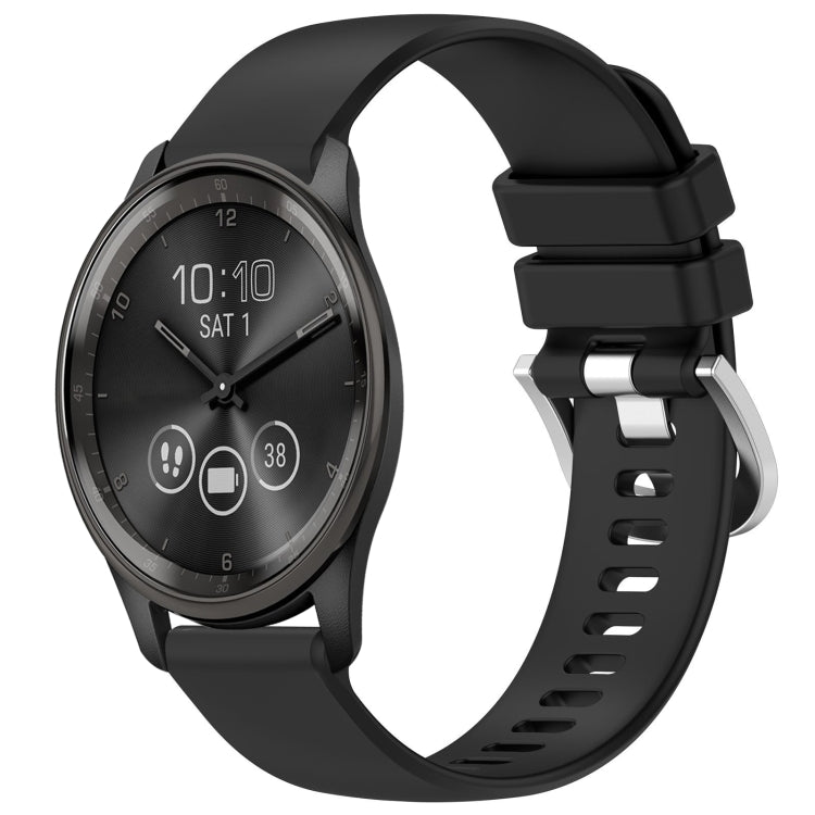 For Garmin VivoMove Trend Liquid Glossy Silver Buckle Silicone Watch Band(Black) by bashfashion