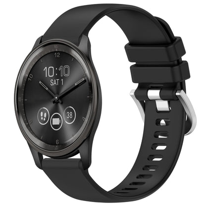 For Garmin VivoMove Trend Liquid Glossy Silver Buckle Silicone Watch Band(Black) by bashfashion