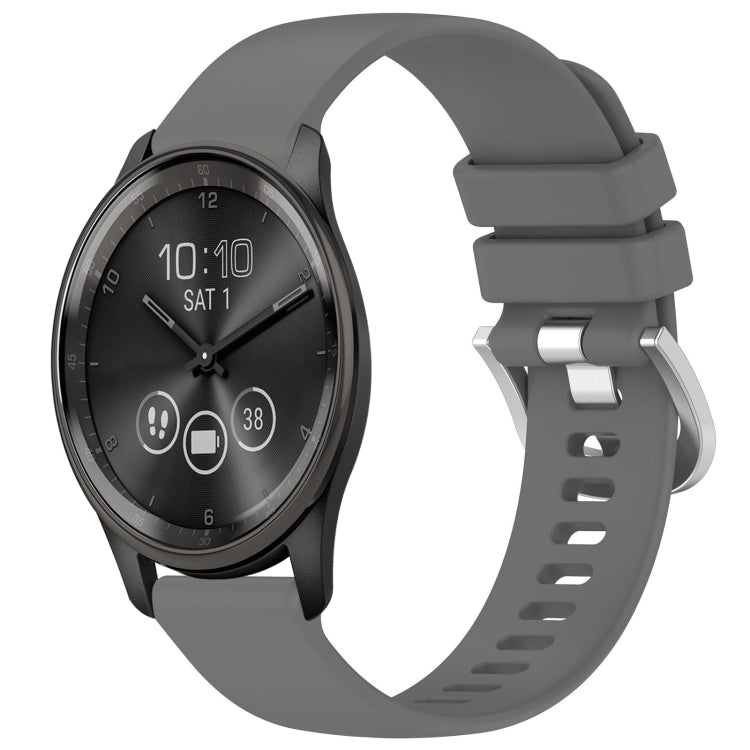 For Garmin VivoMove Trend Liquid Glossy Silver Buckle Silicone Watch Band(Gray) by bashfashion