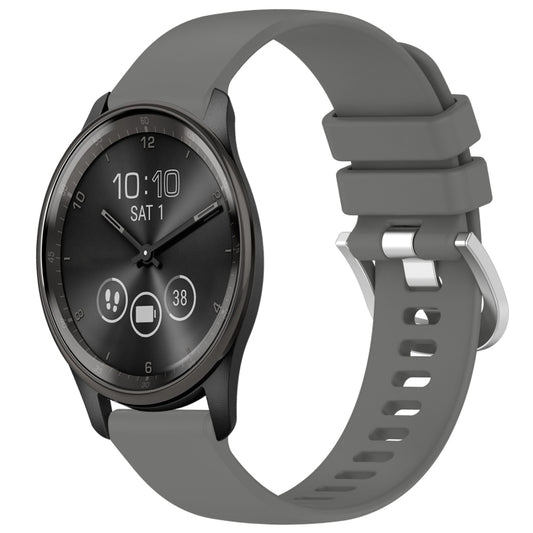 For Garmin VivoMove Trend Liquid Glossy Silver Buckle Silicone Watch Band(Gray) by bashfashion