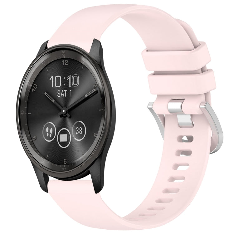 For Garmin VivoMove Trend Liquid Glossy Silver Buckle Silicone Watch Band(Pink) by bashfashion