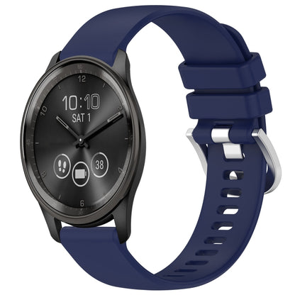 For Garmin VivoMove Trend Liquid Glossy Silver Buckle Silicone Watch Band(Dark Blue) by bashfashion