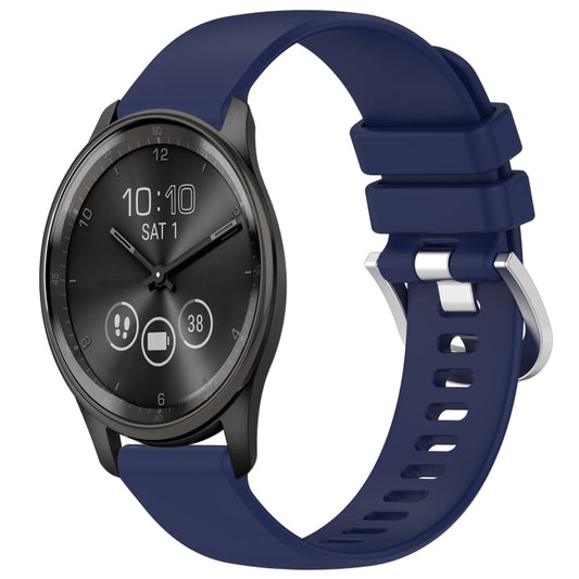 For Garmin VivoMove Trend Liquid Glossy Silver Buckle Silicone Watch Band(Dark Blue) by bashfashion