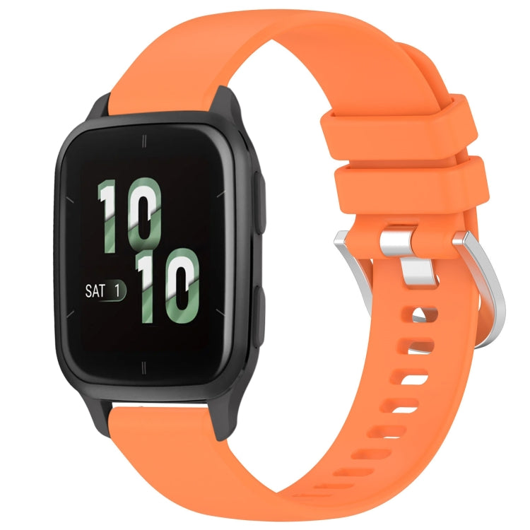 For Garmin Venu SQ2 Liquid Glossy Silver Buckle Silicone Watch Band(Orange) by bashfashion