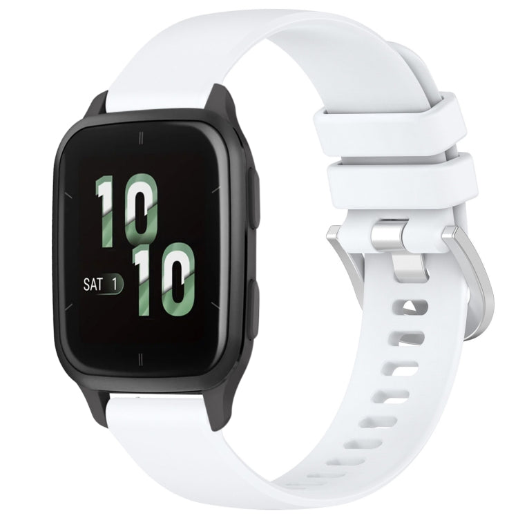 For Garmin Venu SQ2 Liquid Glossy Silver Buckle Silicone Watch Band(White) by bashfashion