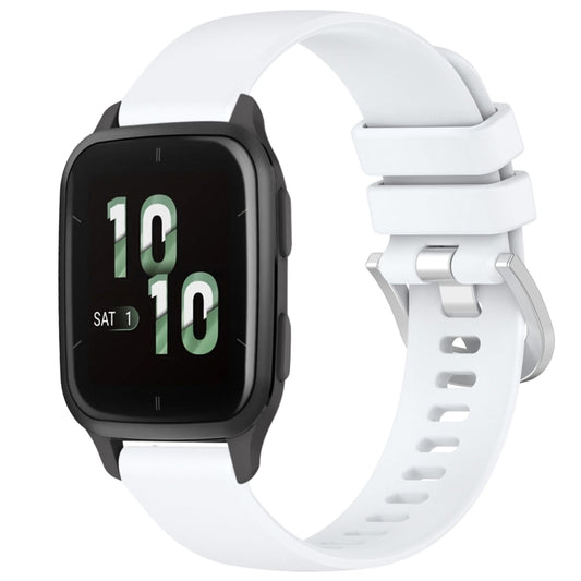 For Garmin Venu SQ2 Liquid Glossy Silver Buckle Silicone Watch Band(White) by bashfashion