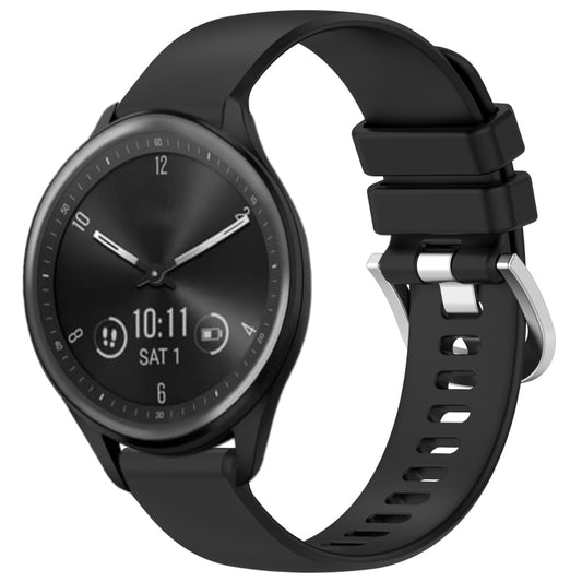 For Garmin Vivomove Sport Liquid Glossy Silver Buckle Silicone Watch Band(Black) by bashfashion