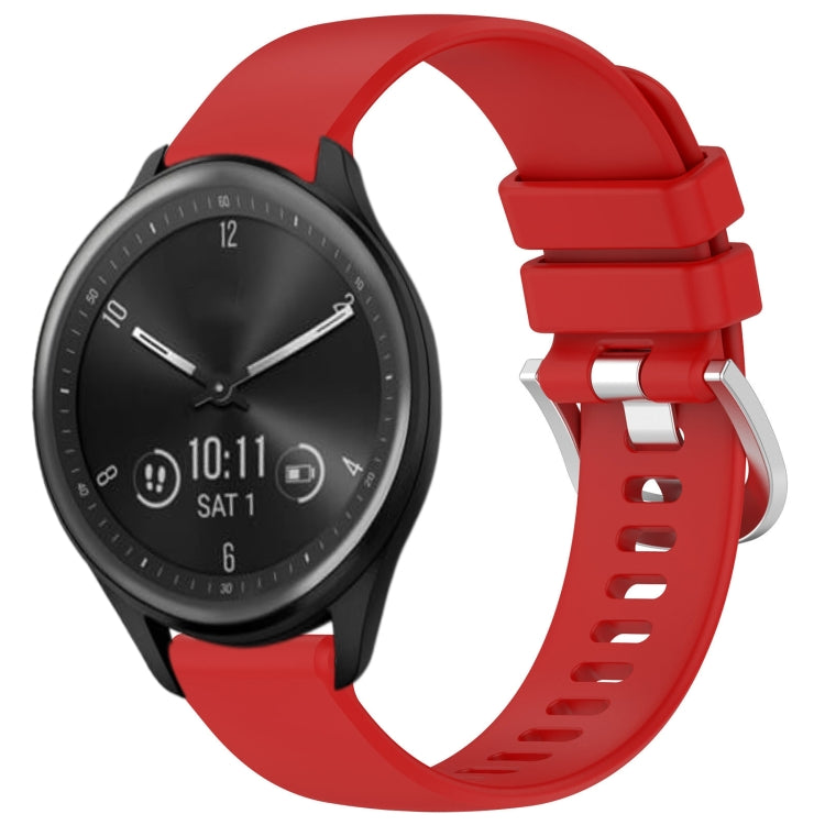 For Garmin Vivomove Sport Liquid Glossy Silver Buckle Silicone Watch Band(Red) by bashfashion