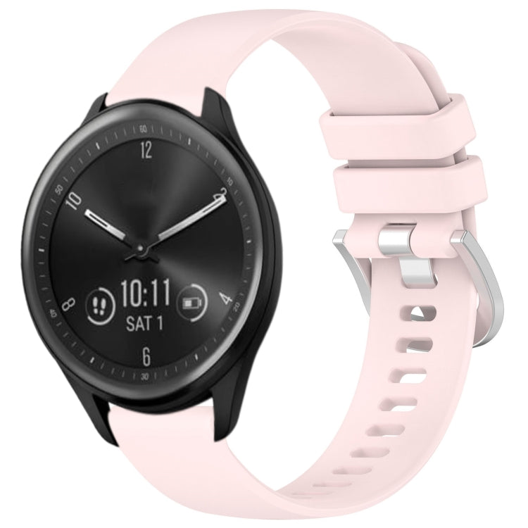 For Garmin Vivomove Sport Liquid Glossy Silver Buckle Silicone Watch Band(Pink) by bashfashion