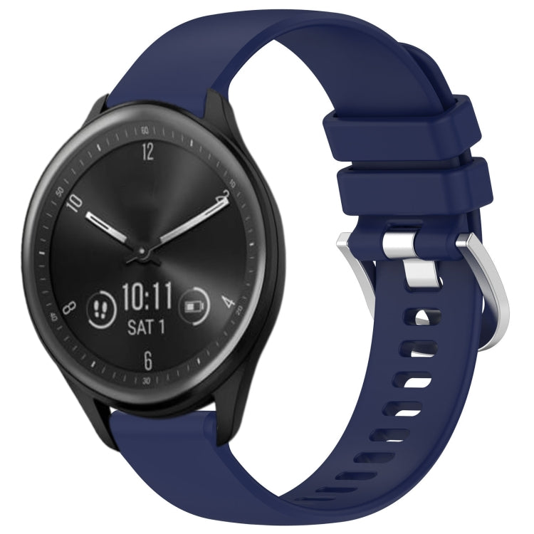 For Garmin Vivomove Sport Liquid Glossy Silver Buckle Silicone Watch Band(Dark Blue) by bashfashion