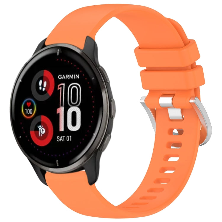 For Garmin Venu 2 Plus Liquid Glossy Silver Buckle Silicone Watch Band(Orange) by bashfashion