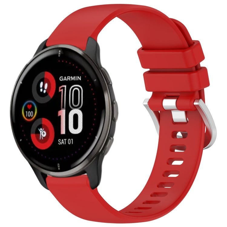 For Garmin Venu 2 Plus Liquid Glossy Silver Buckle Silicone Watch Band(Red) by bashfashion
