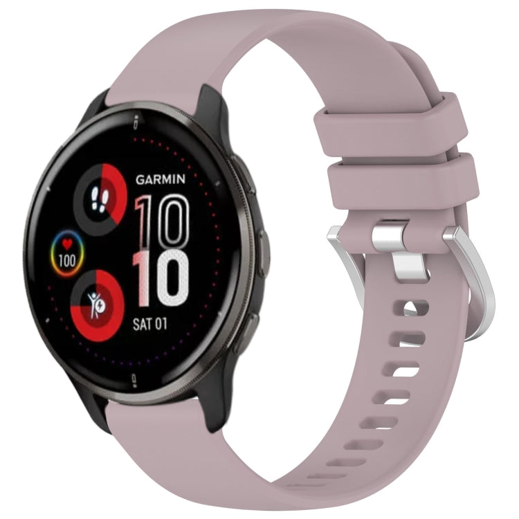 For Garmin Venu 2 Plus Liquid Glossy Silver Buckle Silicone Watch Band(Purple) by bashfashion