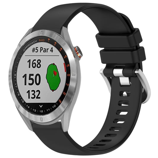 For Garmin Approach S40 Liquid Glossy Silver Buckle Silicone Watch Band(Black) by bashfashion