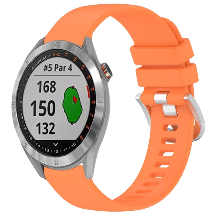 For Garmin Approach S40 Liquid Glossy Silver Buckle Silicone Watch Band(Orange) by bashfashion