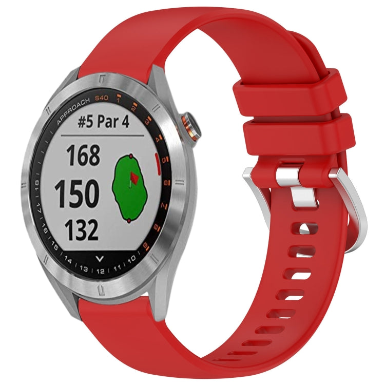 For Garmin Approach S40 Liquid Glossy Silver Buckle Silicone Watch Band(Red) by bashfashion