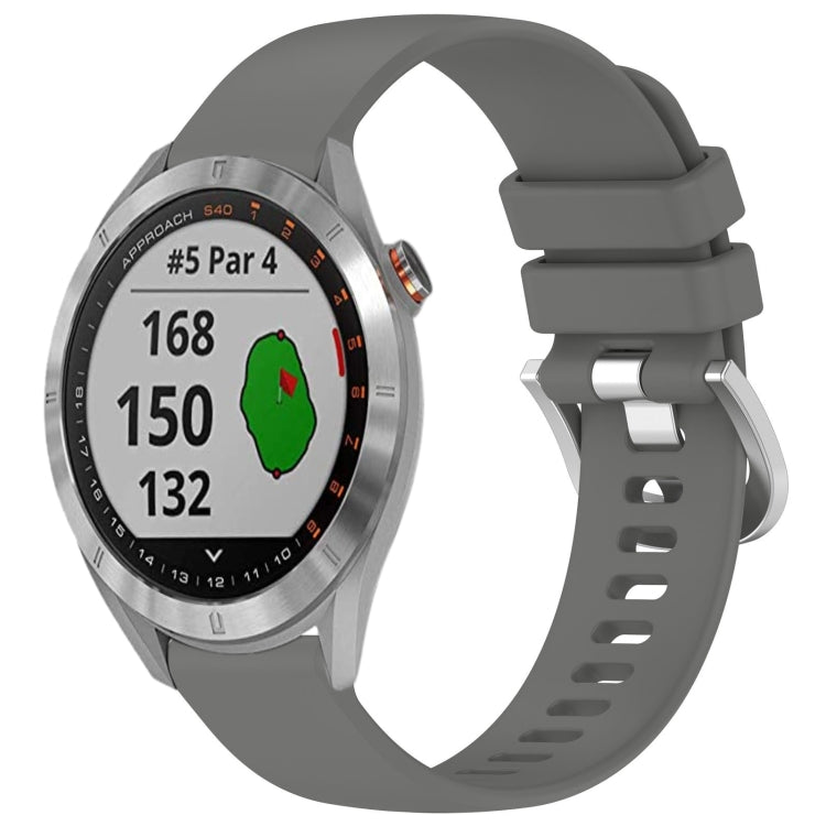 For Garmin Approach S40 Liquid Glossy Silver Buckle Silicone Watch Band(Gray) by bashfashion