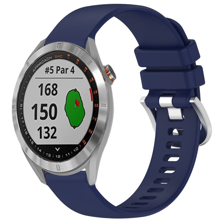 For Garmin Approach S40 Liquid Glossy Silver Buckle Silicone Watch Band(Dark Blue) by bashfashion