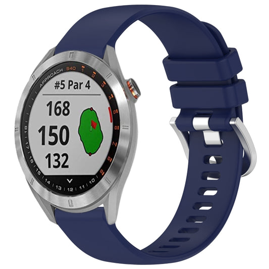 For Garmin Approach S40 Liquid Glossy Silver Buckle Silicone Watch Band(Dark Blue) by bashfashion