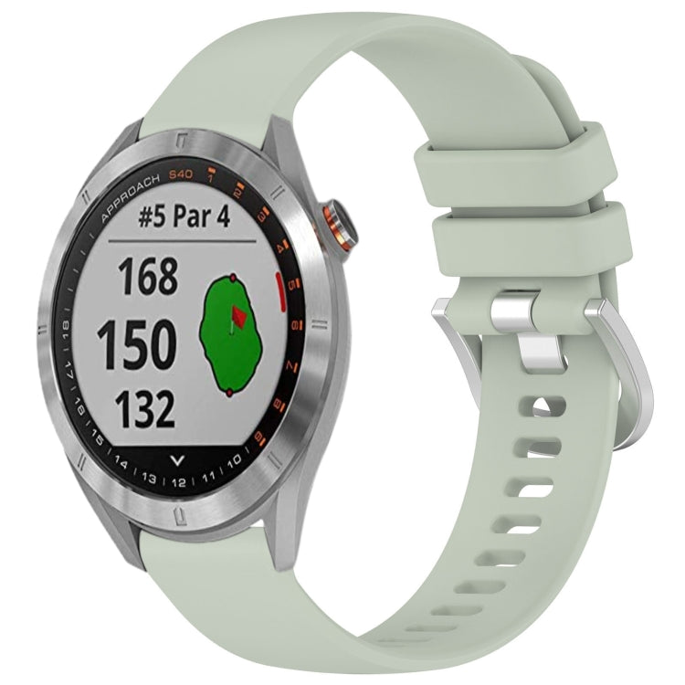 For Garmin Approach S40 Liquid Glossy Silver Buckle Silicone Watch Band(Green) by bashfashion
