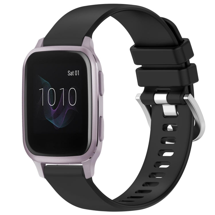 For Garmin Venu / Venu SQ Liquid Glossy Silver Buckle Silicone Watch Band(Black) by bashfashion