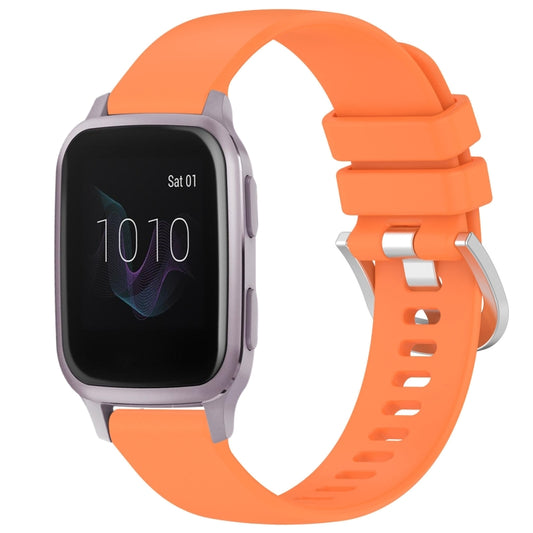 For Garmin Venu / Venu SQ Liquid Glossy Silver Buckle Silicone Watch Band(Orange) by bashfashion