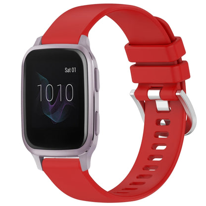 For Garmin Venu / Venu SQ Liquid Glossy Silver Buckle Silicone Watch Band(Red) by bashfashion