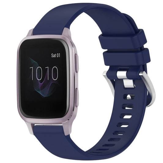 For Garmin Venu / Venu SQ Liquid Glossy Silver Buckle Silicone Watch Band(Dark Blue) by bashfashion
