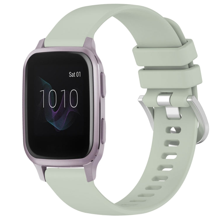 For Garmin Venu / Venu SQ Liquid Glossy Silver Buckle Silicone Watch Band(Green) by bashfashion