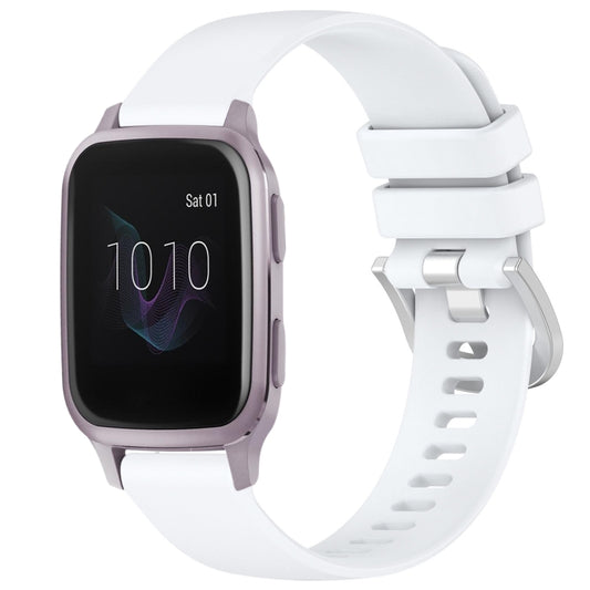 For Garmin Venu / Venu SQ Liquid Glossy Silver Buckle Silicone Watch Band(White) by bashfashion