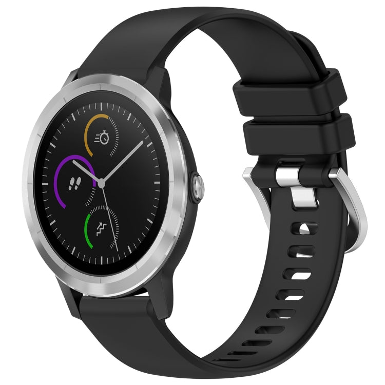 For Garmin Vivomove3 / Garminmove3 Liquid Glossy Silver Buckle Silicone Watch Band(Black) by bashfashion