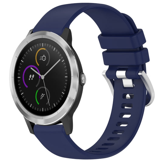 For Garmin Vivomove3 / Garminmove3 Liquid Glossy Silver Buckle Silicone Watch Band(Dark Blue) by bashfashion