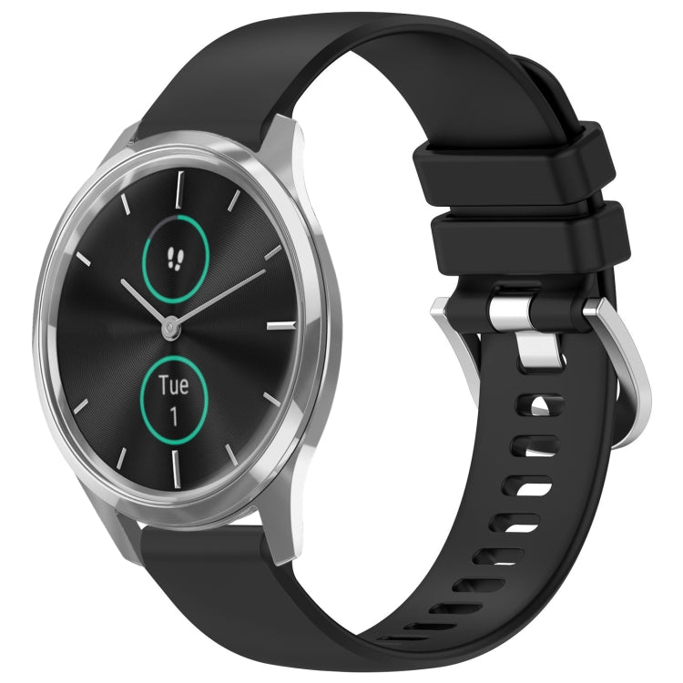 For Garmin VivoMove Luxe / Garminmove Luxe Liquid Glossy Silver Buckle Silicone Watch Band(Black) by bashfashion