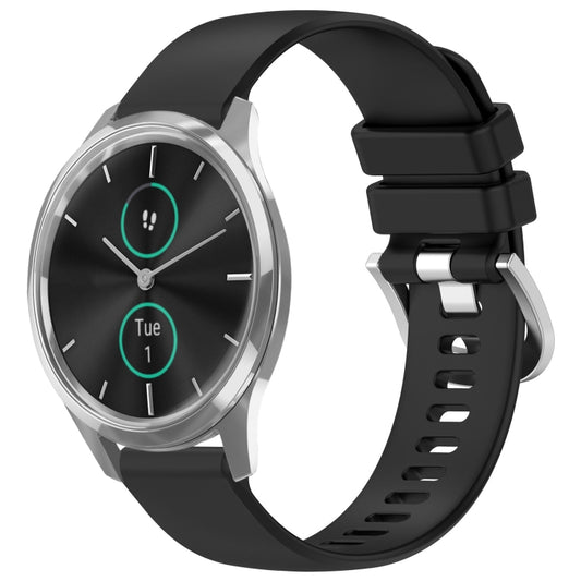 For Garmin VivoMove Luxe / Garminmove Luxe Liquid Glossy Silver Buckle Silicone Watch Band(Black) by bashfashion
