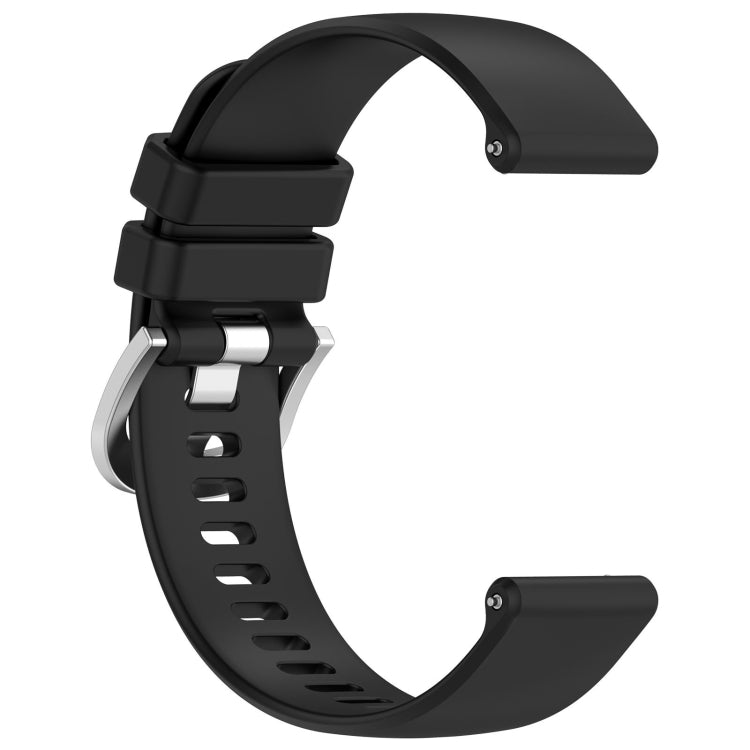 For Garmin VivoMove Luxe / Garminmove Luxe Liquid Glossy Silver Buckle Silicone Watch Band(Black) by bashfashion