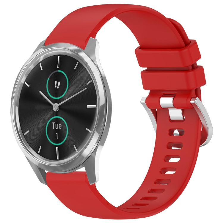 For Garmin VivoMove Luxe / Garminmove Luxe Liquid Glossy Silver Buckle Silicone Watch Band(Red) by bashfashion