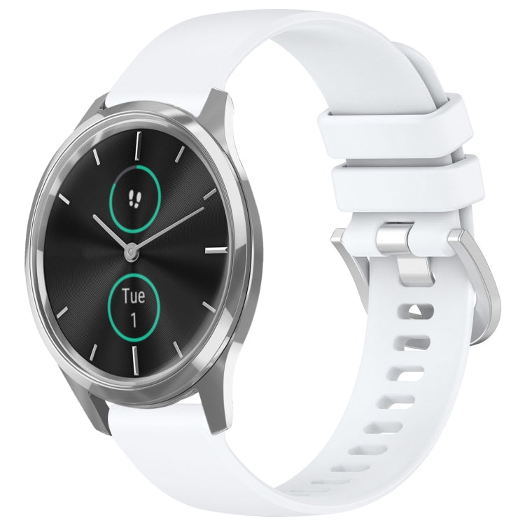 For Garmin VivoMove Luxe / Garminmove Luxe Liquid Glossy Silver Buckle Silicone Watch Band(White) by bashfashion