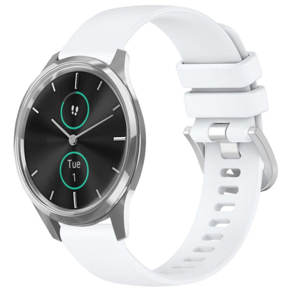 For Garmin VivoMove Luxe / Garminmove Luxe Liquid Glossy Silver Buckle Silicone Watch Band(White) by bashfashion