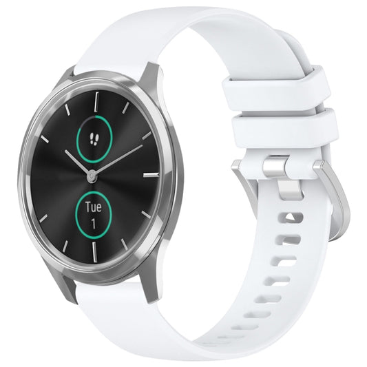 For Garmin VivoMove Luxe / Garminmove Luxe Liquid Glossy Silver Buckle Silicone Watch Band(White) by bashfashion