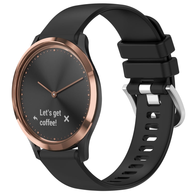 For Garmin Vivomove HR Sport Liquid Glossy Silver Buckle Silicone Watch Band(Black) by bashfashion