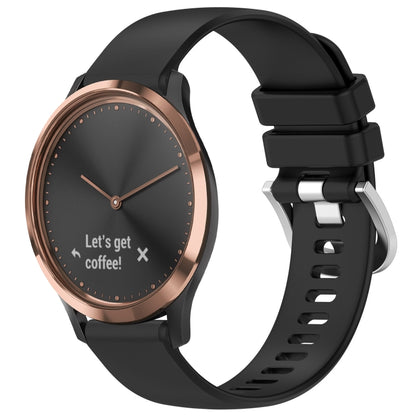 For Garmin Vivomove HR Sport Liquid Glossy Silver Buckle Silicone Watch Band(Black) by bashfashion
