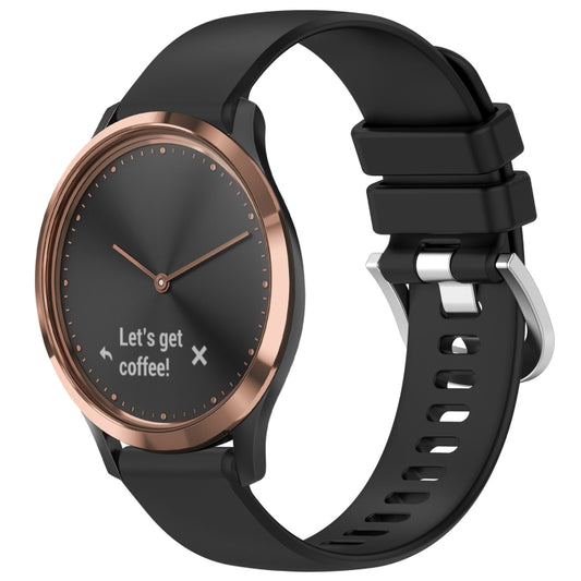 For Garmin Vivomove HR Sport Liquid Glossy Silver Buckle Silicone Watch Band(Black) by bashfashion