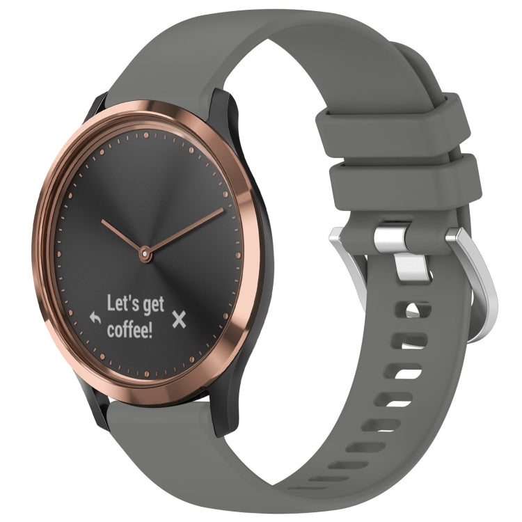 For Garmin Vivomove HR Sport Liquid Glossy Silver Buckle Silicone Watch Band(Gray) by bashfashion
