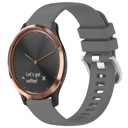 For Garmin Vivomove HR Sport Liquid Glossy Silver Buckle Silicone Watch Band(Gray) by bashfashion