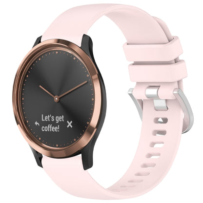 For Garmin Vivomove HR Sport Liquid Glossy Silver Buckle Silicone Watch Band(Pink) by bashfashion