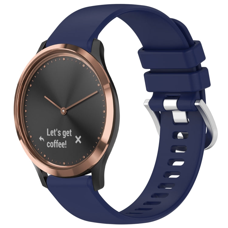 For Garmin Vivomove HR Sport Liquid Glossy Silver Buckle Silicone Watch Band(Dark Blue) by bashfashion