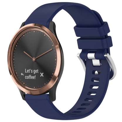 For Garmin Vivomove HR Sport Liquid Glossy Silver Buckle Silicone Watch Band(Dark Blue) by bashfashion